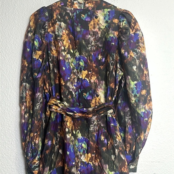 & Other Stories Watercolor Ruffle Midi Wrap Dress Womens Size 4 Boho - Picture 10 of 16